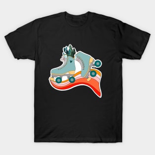 Quad Skate Rainbow with Succulents and Cactus T-Shirt